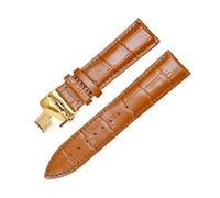 MENGKE Montre en cuir véritable bande de sangle de bandes de fermoir de fermoir de papillon 12mm 14mm 16mm 16mm 18mm 19mm 20mm 20mm 22mm 23mm 24mm Bracelet 24mm(Light brown gold,18mm)