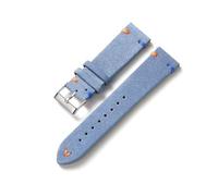 MENGKE Nouveau Bracelet De Montre en Cuir Suédé 20mm 22mm Bracelet De Montre Vintage Bracelet De Montre De Remplacement Qiuck Libération Bracelet Accessoires(Light Blue_20mm Black Buckle)