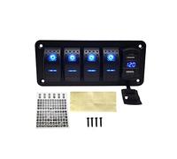 MENGKE Panneau de commutateur à bascule de bateau marine 8 Kit de panneau de commutateur à bascule LED de gangs 12V / 24V Disjoncteur Dual USB Slots Light(5 gang)