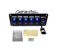MENGKE Panneau de commutateur à bascule de bateau marine 8 Kit de panneau de commutateur à bascule LED de gangs 12V / 24V Disjoncteur Dual USB Slots Light(6 gang)