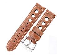 MENGKE Sangle de Montre de Vachette 4 Couleur Vintage en Cuir véritable 20mm 22mm de 24mm de 24mm Femmes Hommes Mode Montre Montre Ceinture à Bande avec Boucle à Broches(Brown_20mm Or S2)