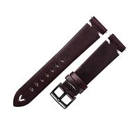 MENGKE Sangle de Montre en Cuir 18mm 20mm 22mm Regarder à la liberté Rapide Bande Courroie de Vachette à la Main Noir Noir Brun Noir Vintage Huile de Cire en Cuir(Wine Red-Black_22mm)