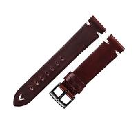 MENGKE Sangle de Montre en Cuir 18mm 20mm 22mm Regarder à la liberté Rapide Bande Courroie de Vachette à la Main Noir Noir Brun Noir Vintage Huile de Cire en Cuir(Dark Brown-Black_18mm)