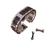 MENGKEG 18mm 19mm 20mm 21mm 22mm 23mm 24mm Argent Noir Bracelets De Montre En Acier Inoxydable Poli Bracelets De Montre Bracelet Bracelet Extrémités Incurvées Libres(Silver with black,19mm)