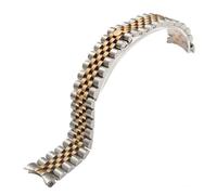 MENGKEG 20mm 316L Acier Inoxydable Jubilé Argent Deux Tons Or Rose Montre Bracelet Solide Vis Liens Extrémité Courbée(Middle Gold)