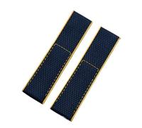 MENGKEG 22mm 24mm Bracelet En Caoutchouc De Nylon Souple Accessoires De Bracelet De Montre Compatible Avec Le Bracelet Breitling(Blue Yellow Side,22MM WITH LOGO_WITHOUT BUCKLE)