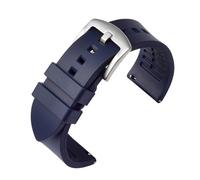 MENGKEG Bracelet De Montre À Dégagement Rapide 18mm 19mm 20mm 21mm 22mm 24mm Bracelet En Caoutchouc De Silicone Bracelet De Montre Marron Orange Noir Étanche(Blue-Silver,19mm)