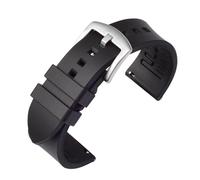 MENGKEG Bracelet De Montre À Dégagement Rapide 18mm 19mm 20mm 21mm 22mm 24mm Bracelet En Caoutchouc De Silicone Bracelet De Montre Marron Orange Noir Étanche(Black -Silver,20mm)