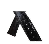 MENGKEG Bracelet De Montre En Cuir De Crocodile Double Face 18mm 19mm 20mm 21mm 22mm 23mm 24mm Bracelets De Montre En Alligator Véritable De Luxe(Black Strap,17MM_WITH SILVER BUCKLE)