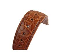 MENGKEG Bracelet De Montre En Cuir De Crocodile Double Face 18mm 19mm 20mm 21mm 22mm 23mm 24mm Bracelets De Montre En Alligator Véritable De Luxe(Light Brown Strap,18MM_WITH SILVER BUCKLE)