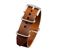 MENGKEG Bracelet De Montre En Cuir De Tête Italien, 20 22 24MM Bracelet En Cuir De Veau Vintage Noir Bleu Marron, Bracelet For Homme De Style Vintage(Yellow Silver buckle,24mm)