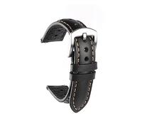 MENGKEG Bracelet De Montre En Cuir De Vache 18mm 19mm 20mm 22mm Bracelet De Montre Rétro Marron Kaki Bracelet Ceinture À Dégagement Rapide Accessoires Waxtch(Black,18mm)