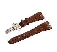 MENGKEG Bracelet De Montre En Cuir Véritable De 26 Mm Spécial Compatible Avec Le Bracelet De La Série Roger Dubuis(Brown Silver Buckle)