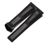 MENGKEG Bracelet De Montre En Cuir Véritable Givré Compatible Avec Tag Heuer Carrera Plongée Monaco F1 Series Chaîne De Montre Respirante 22 Mm Bracelet De Montre For Homme(Black-black)