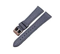 MENGKEG Bracelet En Cuir De Vachette De Première Couche De Grain De Requin 18 19 20 21 22MM Bracelet(Bule gold buckle,19mm)