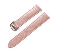 MENGKEG Bracelet En Cuir Motif Lychee Substitut De Bracelet De Montre En Cuir Souple Compatible Avec Le Bracelet Cartier Tank For Hommes Et Femmes(Pink rose buckle,14mm)
