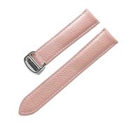 MENGKEG Bracelet En Cuir Motif Lychee Substitut De Bracelet De Montre En Cuir Souple Compatible Avec Le Bracelet Cartier Tank For Hommes Et Femmes(Pink,20mm)
