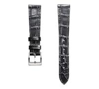MENGKEG Bracelets de montre bleu à dégagement rapide, bracelet de remplacement en relief d'alligator 18mm 19mm 20mm 21mm 22mm(Black,20mm)