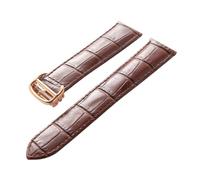 MENGKEG Remplacement De Cuir De Vachette Couche De Tête De Bracelet En Cuir Compatible Avec Les Accessoires De Bracelet De Montre De Ballon Bleu De Cartier Hommes Et Femmes(Brown rose buckle,15mm)