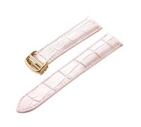 MENGKEG Remplacement De Cuir De Vachette Couche De Tête De Bracelet En Cuir Compatible Avec Les Accessoires De Bracelet De Montre De Ballon Bleu De Cartier Hommes Et Femmes(Pink gold buckle,22mm)