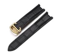 MENGKG Bracelet De Montre En Cuir Véritable, Compatible Avec La Série Cartier Pasha, Bracelet De Montre Cranté 16mm 18mm 20mm For Hommes Et Femmes(Black-gold,18-10mm)