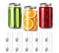 menglanchang 200 Pet Trinkbecher Mit Deckel FüR Saft, Smoothies & Eiskaffee To Go EasyPullLid-250ml