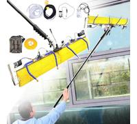 menglanchang Brosse De Nettoyage RéGlable pour Panneaux Solaires Et Manche RéTractable,Kit Brosse pour Lave-Vitres Et Manche Alimenté en Eau,TêTe Brosse 100cm Large, Nettoyage à Sec Et Humide,6m
