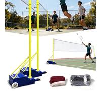 menglanchang Combo Portatif De Filet De Volley-Ball Et Badminton | éDition 2026 avec Stabilité AméLioréE Et Configuration Facile | Hauteur du Poteau RéGlable 5 à 6,9 Pieds | Comprend Deux Filets