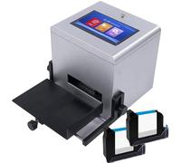 menglanchang Machine De Codage à Jet d'encre-éCran Tactile 7 Pouces+2 Cartouches d'encre à SéChage Rapide d'origine 42Ml | pour Date/Heure/Code-Barres/NuméRo De Lot/éTiquette/Image,Silver