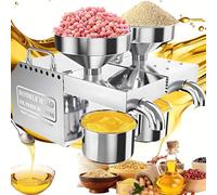 menglanchang Presse à Huile Double TêTe Automatique 1600w,Extracteur D'Huile éLectrique pour Pression à Chaud Et à Froid,RéGulateur De TempéRature Intelligent (0-300°C),Capacité 8-12kg/H