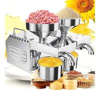 menglanchang Presser à Huile 1600w,Fabrication D'Huile Automatique à Double Chambre, Extracteur D'Huile éLectrique pour Pressage à Froid Et à Chaud,Production 8 à 12Kg/H,Plus 30 IngréDients.