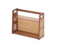 MENGLI-2024 Bibliothèque Bibliothèque de Bureau Type Ouvert en Bambou, Rangement à Domicile tissé rotin, présentoir Fournitures, Organisateur Bien rangé(L70xW20xH47 cm)