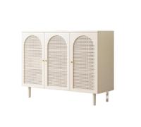 MENGLI-2024 Buffet Buffet Minimaliste Moderne à Trois Portes en rotin et Bois, Rangement de Cuisine 120 cm