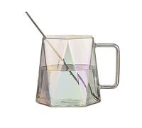 MENGLI-2024 Tasses à café 460 ML grand verre café Design créatif tasse maison polygonale flocons d'avoine petit déjeuner bureau rétro calibre(Transparent)