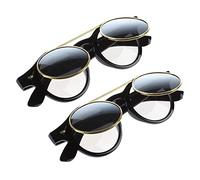 Mengmen Lot de 2 lunettes de soleil rondes unisexes style gothique rétro