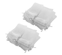 Mengmen Lot de 200 pochettes en organza Blanc 15 x 10 cm