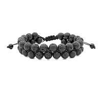 MengPa Bracelet de perles pour homme et femme en pierre de lave mate volcanique - Bracelet extensible tendance, 6.45 to 9.4 inches, Pierre, Pierre de lave