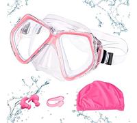 MengQiLe Lunettes de Natation Adultes, Masque de Plongée avec Verres Larges- Réglables Vision 180 Degrés, Sans Fuite, Anti-Buée- avec Bonnet de Bain, Pince-nez, Bouchons d'Oreille