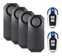 Mengshen Alarme de vélo 113 dB étanche sans fil avec télécommande, anti-vol, détecteur de mouvement de sécurité vélo (4 capteurs avec 2 télécommandes)