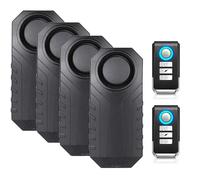 Mengshen Alarme de vélo puissante 113 dB sans fil avec détecteur de mouvement et vibration, étanche, système d'alarme de sécurité à distance pour véhicules (4 capteurs)