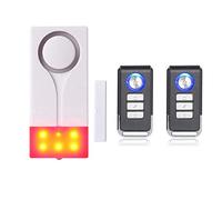 Mengshen Alarme pour Porte et Fenêtre - Antivol sans Fil avec Son Puissant de 105 DB et Lumière Vive, Facile à Installer (1 Alarme et 2 Télécommandes)