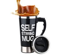 Mengshen Café agitation tasse de mélange Self Stirring Mug Portable Lazy Auto Mixing Tea Coffee Cup Perfect For Office Home Outdoor Gift 450ml, A008A Black