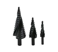 Mengshen Foret Étagé Ensemble 3 pièces 4-12mm/4-20mm/4-32mm, HSS Flûte Spirale en Nitrure Poignée Triangle Foret Pagode pour Acier au Carbone, tôle, Panneaux isolants, Panneaux en PVC, Planches