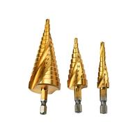 Mengshen Foret Etage HSS Flûte à Spirale 3 pièces 4-12mm/4-20mm/4-32mm, Outil de Forage revêtu de Titane, Acier Haute Vitesse Multifonctionnel à Queue hexagonale