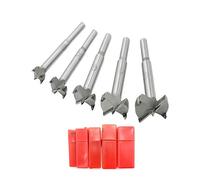 Mengshen Forstner Lot de 5 forets de travail du bois 15-35 mm - 5 pièces - En acier rapide au carbone - Trou à ailettes plates - Charnière en carbure avec tige ronde