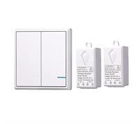 Mengshen Kit De Commutateur D'éclairage Sans Fil, 1 Commutateur Double + 2 Récepteurs, Aucun Câblage Requis, Facile à Installer