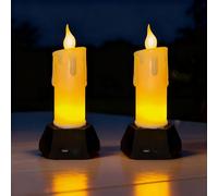 Mengshen Lot de 2 bougies LED sans flamme noires avec effet flamme réaliste à piles 16 heures de durée pour décoration centre de table mariage