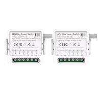 Mengshen Lot de 2 mini interrupteurs intelligents sans fil 4 voies pour porte de garage - Pas de hub nécessaire - Application Tuya - Contrôle vocal - Compatible avec Alexa et Google