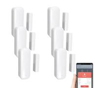 Mengshen Lot de 6 capteurs de porte WiFi intelligents, alarme sans fil, détecteur d'ouverture de porte magnétique et application de notification à distance compatible avec Tuya Smart Alexa Google