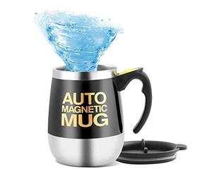 Mengshen Tasse magnétique Automatique/Travel Mug Auto Magnetic Self Stirring Coffee Cup for Femme Coffee/Tea/Hot Chocolate/Cocoa Protein 450ml, A006M Black